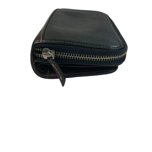 Dooney & Bourke Black Pebbled Leather Zip Around Wallet Classic Check Book Y2K - Picture 9 of 13